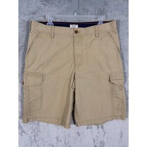 IZOD Cargo Shorts Sz 32 Tan Saltwater Cotton Multi Pocket Work Utility Fishing